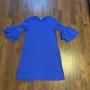 Mary Square Royal Blue Sheath Ruffle Bell Sleeve Classic Party Dress